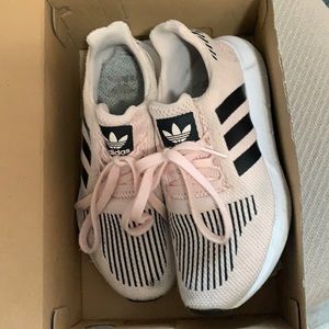 Pink Adidas running shoes
